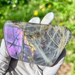 Flashy Pink & Purple Sunset Labradorite Freeform - Purple Moonstone